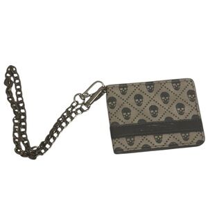 Ed Hardy Taupe & Black Skull Chain Card Holder Wallet